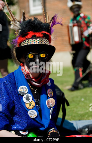 A Morris Dancer from Black Pig Border Morris at the annual Sweeps Festival in Rochester. Stock Photo