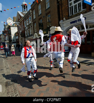 East Kent Morris Men performing at the annual Sweeps Festival in Rochester. Stock Photo
