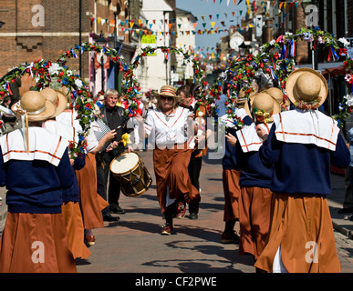 Copperfield Clog Womens' Northwest Morris Dancers performing at the annual Sweeps Festival in Rochester. Stock Photo