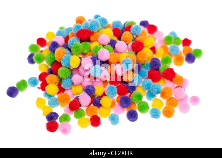 Multicoloured mini poppoms Stock Photo