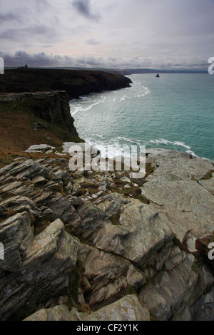 Coastal shoreline, Boscastle village, Boscastle Bay, Cornwall County ...