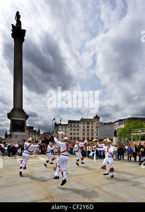 Dolphin Morris Men dancing at the Westminster Day of Dance in Trafalgar Square. Stock Photo