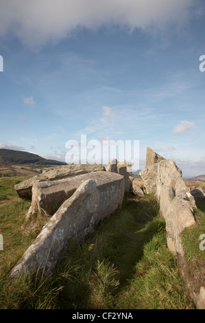 Giants Grave, chambered cairns from the Neolithic period in Glenashdale on the Isle of Arran. Stock Photo