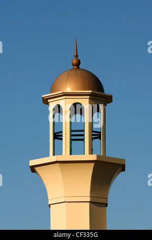 A minaret on the Darul Barakaat Mosque, one of the largest mosques in