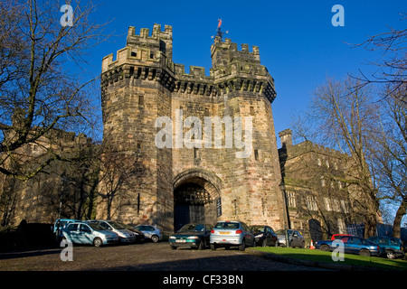 Lancaster Castle, often known as John O' Gaunt's Castle has played an important role in the region as a defensive structure and Stock Photo