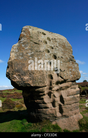 The Cork Stone on Stanton Moor in the Peak District National Park. Stock Photo