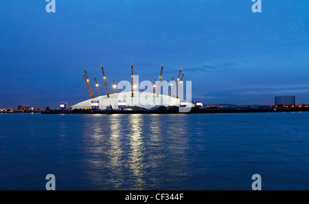 The O2, a large entertainment venue on the Greenwich peninsula which houses the O2 arena, built within the former Millennium Dom Stock Photo