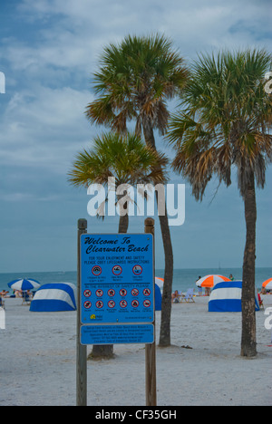 Welcome sign to Clearwater Beach, Florida Stock Photo