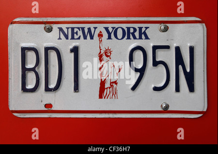 New York license plate; vehicle registration number. New York NY 