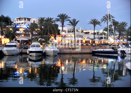 Expensive pleasure boats in the marina at Cala D'Or Majorca Balierics Stock Photo