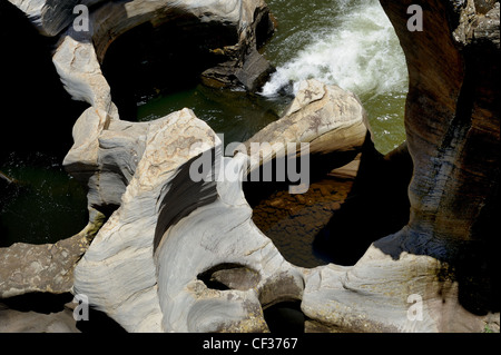 Water eroded potholes at Bourkes Luck Potholes, South Africa Stock Photo