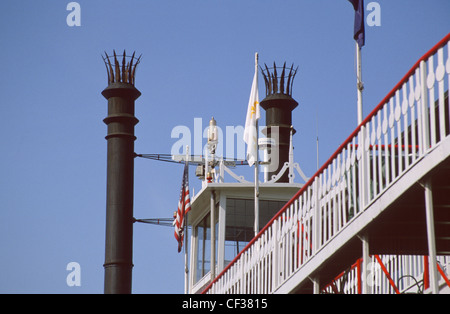 USA New Orleans Riverboat tour P/S Natchez Chimney  Stock Photo