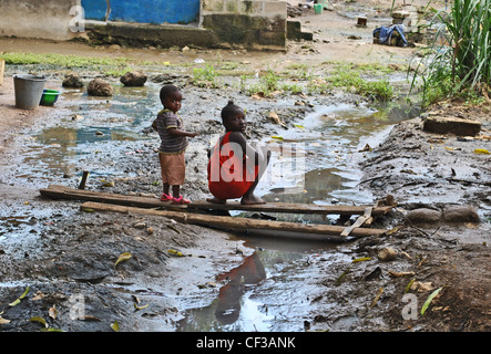 Wet ground in Kenema, Sierra Leone Stock Photo