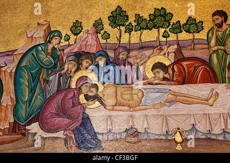 Israel, Jerusalem, Church of the Holy Sepulchre, mosaic artwork of the death of Jesus Christ Stock Photo