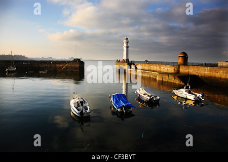 Boats and fishing vessel moored at the Port of Leith in Edinburgh. Stock Photo