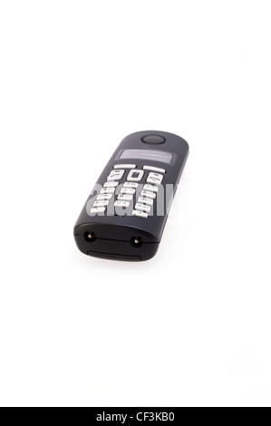 modern digital wireless phone set isolated over white background extreme close up Stock Photo