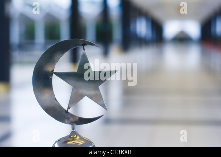 Star and crescent symbol in national mosque of malaysia. Stock Photo