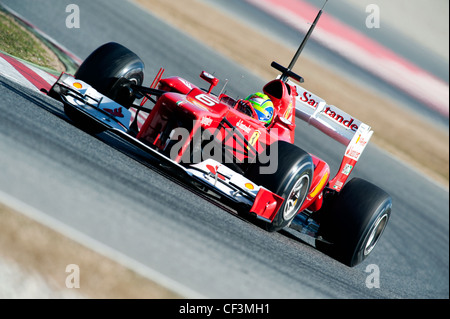 Felipe Massa (BRA), Ferrari F2012, racecar during Formula 1 testing sessions near Barcelona in February 2012. Stock Photo