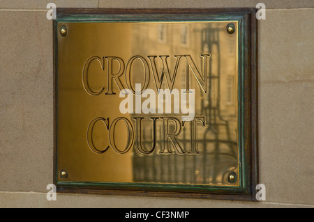 Brass plaque on the wall outside York Crown Court. Stock Photo