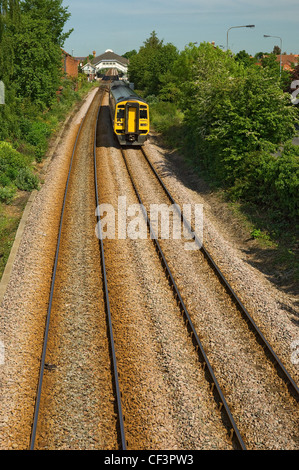 A commuter train leaving Beverley railway station. Stock Photo