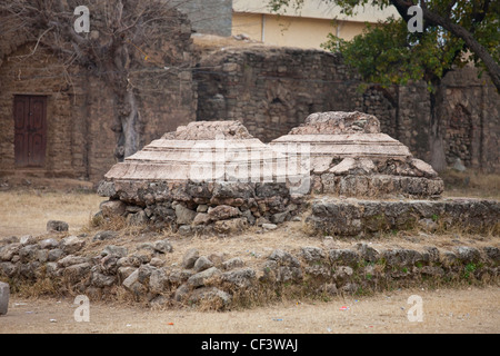 Graves inside Rawat Fort, Pothohar, outside Islamabad, Pakistan Stock Photo