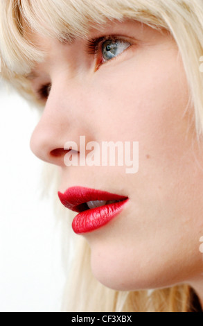 Close Up Profile Of Female Mouth Smiling Showing Teeth Stock Photo Alamy