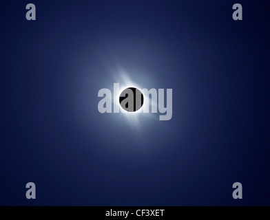 The total solar eclipse of April 2006 in Turkey, combining exposures to show the scene as the human eye would see it. Stock Photo