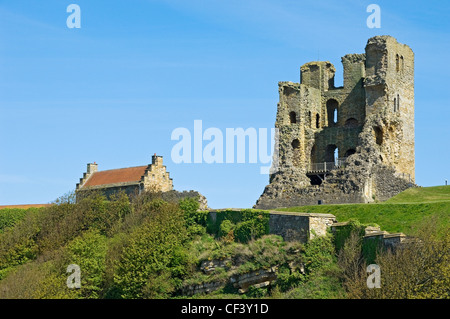 Scarborough Castle, built in the 12th century on the site of an Iron Age fort, viewed from the North Bay. Stock Photo