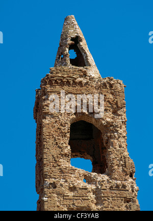 Spain. Belchite. Ruins of the belfry of a church, destroyed in the Battle of the Ebro (1937). Spanish Civil War (1936-1939). Stock Photo