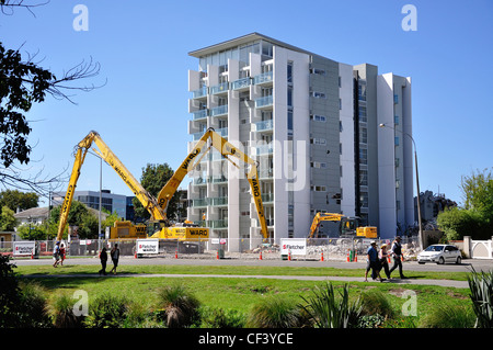 Building demolition work after earthquake, Park Terrace, Christchurch, Canterbury Region, New Zealand Stock Photo