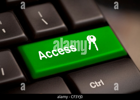 Green access enter key and keys icon. Stock Photo