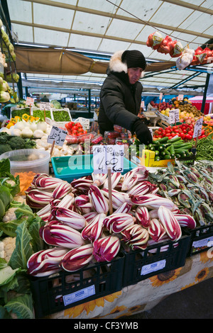 Fruit and vegetable stall at Rialto Market - Venice, Venezia, Italy, Europe Stock Photo