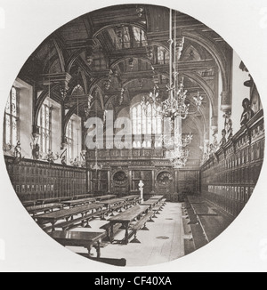 Middle Temple Hall, one of the four Inns of Court, London, England in the late 19th century. Stock Photo