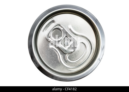 Top view of an unopened drinks can over white Stock Photo