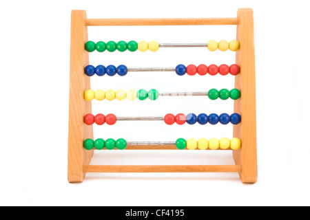 Wooden abacus isolated on white Stock Photo