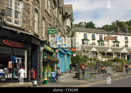 Shop fronts and buildings in Ambleside town centre. Stock Photo