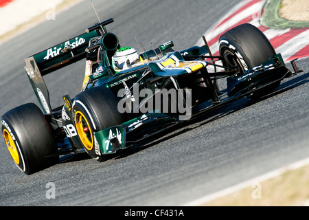 Heikki Kovalainen (FIN), Caterham F1 Team-Renault CT-01, Formula 1 testing sessions near Barcelona in February 2012. Stock Photo