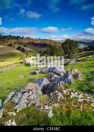 View over the rugged slopes of Wharfedale in the Yorkshire Dales. Stock Photo