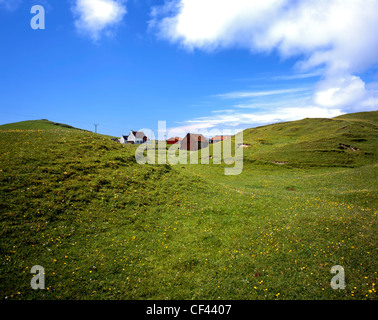 A remote hamlet in Vatersay, an island and village on the southern tip of the Isle of Barra in the Outer Hebrides. Stock Photo