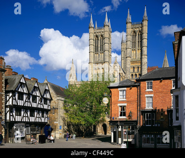 The old city centre from Castle Street, with the cathedral in the background. Stock Photo