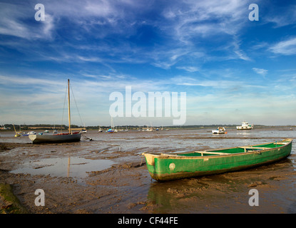 Boats on the River Stour at Manningtree. Manningtree is known as the centre of the activities of Matthew Hopkins, the witchfinde Stock Photo