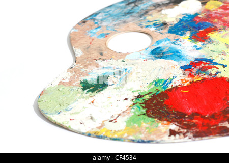 A painters palette isolated on white Stock Photo