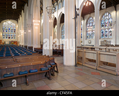 An interior view of St Edmundsbury Cathedral. The death of Edmund, King of the East Angles, at the hands of the Danes in 869 led Stock Photo