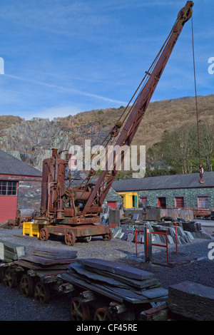 Old crane in Dinorwig slate quarry, North Wales Stock Photo