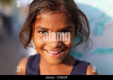 Indian girl smiling Andhra Pradesh South India Stock Photo