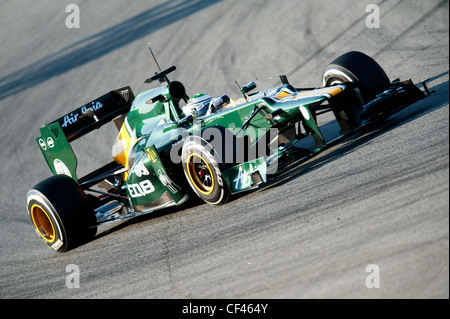 Heikki Kovalainen (FIN), Caterham F1 Team-Renault CT-01, Formula 1 testing sessions near Barcelona in February 2012. Stock Photo