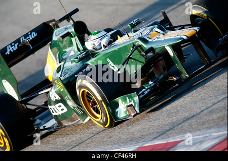 Heikki Kovalainen (FIN), Caterham F1 Team-Renault CT-01, during Formula 1 testing sessions near Barcelona in February 2012. Stock Photo