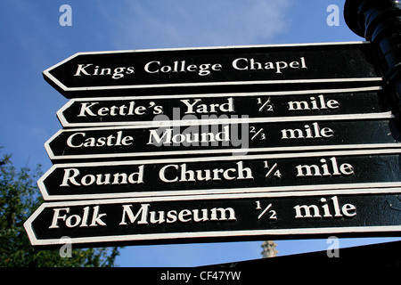 Tourist Information Sign in Cambridge City, Cambridgeshire, England, UK Stock Photo