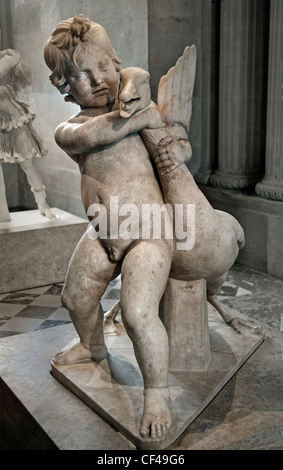 Child playing with a goose Roman copy 1 cent AD  Greek original 2 cent BC  found 1792 by Quintilii Villa Via Appia Rome Stock Photo