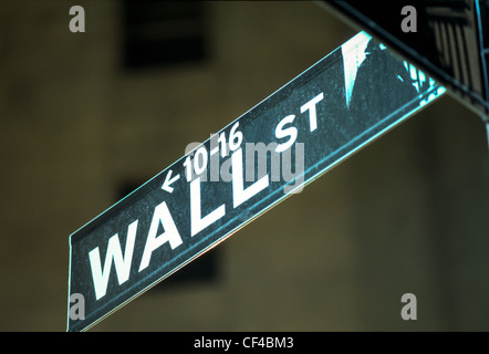 New York City, NY, USA, Wall Street Sign, Financial District, Detail Stock Photo